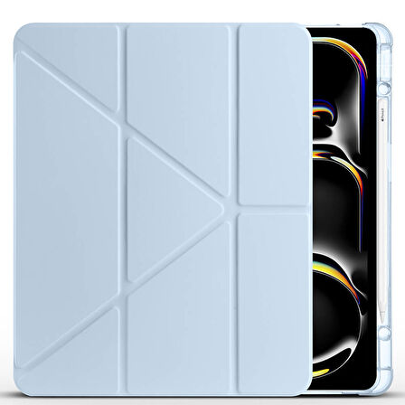 iPad Air 13 2025 M3 Kılıf ​İNC Tri Folding Kalem Bölmeli Standlı Kılıf - Koyu Yeşil