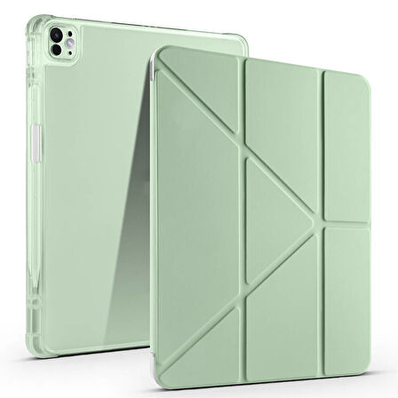 Apple iPad Air 13 2024 Kılıf Tri Folding Kalem Bölmeli Standlı Kılıf