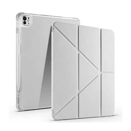 iPad Air 13 2025 M3 Kılıf ​MKST Tri Folding Kalem Bölmeli Standlı Kılıf - Gri