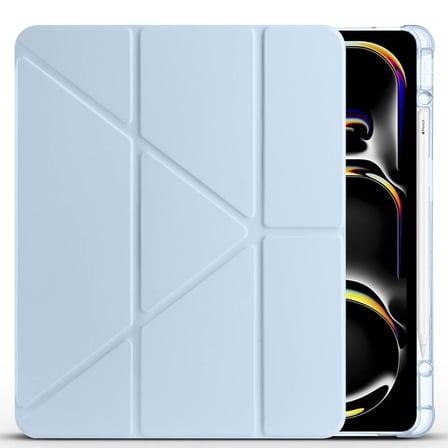 iPad Air 13 2025 M3 Kılıf ​MKST Tri Folding Kalem Bölmeli Standlı Kılıf - Gri