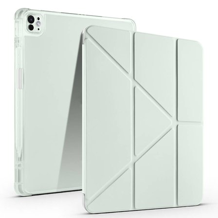 iPad Air 13 2025 M3 Kılıf ​EFFX Tri Folding Kalem Bölmeli Standlı Kılıf - Açık Yeşil