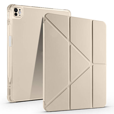 Apple iPad Air 13 2024 Kılıf Tri Folding Kalem Bölmeli Standlı Kılıf