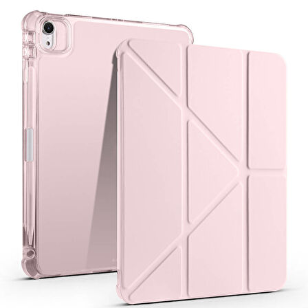 iPad Air 11 2025 M3 Kılıf ​EFFX Tri Folding Kalem Bölmeli Standlı Kılıf - Rose Gold