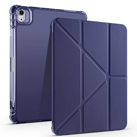 iPad Air 11 2025 M3 Kılıf ​ZYL Tri Folding Kalem Bölmeli Standlı Kılıf - Lacivert