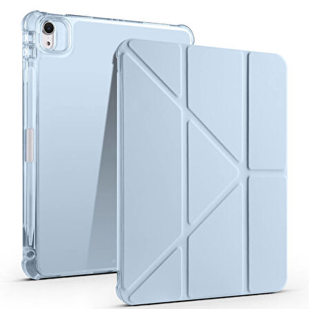 iPad Air 11 2025 M3 Kılıf ​İNC Tri Folding Kalem Bölmeli Standlı Kılıf - Mavi