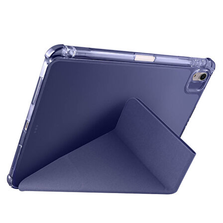 iPad Air 11 2025 M3 Kılıf ​İNC Tri Folding Kalem Bölmeli Standlı Kılıf - Mavi