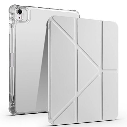 iPad Air 11 2025 M3 Kılıf ​JOEC Tri Folding Kalem Bölmeli Standlı Kılıf - Gri