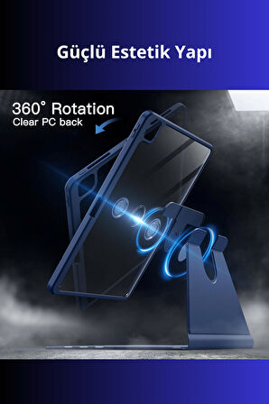 iPad Pro 11 inç 2025 M5 Çipli 360 Derece Dönebilen Standlı Pino iPad Tablet Kılıfı