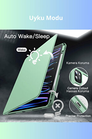 iPad Pro 11 inç 2025 M5 Çipli 360 Derece Dönebilen Standlı Pino iPad Tablet Kılıfı