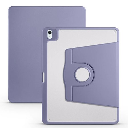 iPad Air 13 2025 M3 Kılıf ​NRTK Termik Kalem Bölmeli Dönebilen Standlı Kılıf - Lavendery Gray