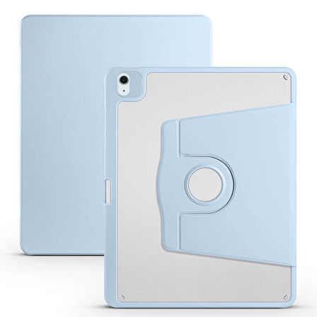 iPad Air 13 2025 M3 Kılıf ​FRMS Termik Kalem Bölmeli Dönebilen Standlı Kılıf - Pembe