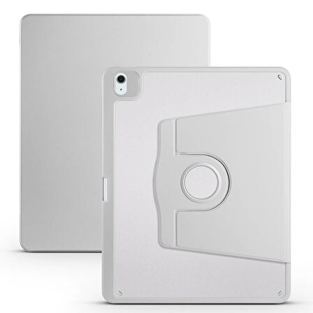 iPad Air 13 2025 M3 Kılıf ​FRMS Termik Kalem Bölmeli Dönebilen Standlı Kılıf - Gri