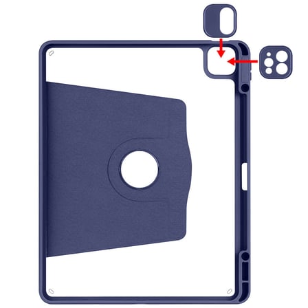 iPad Air 13 2025 M3 Kılıf ​NRTK Termik Kalem Bölmeli Dönebilen Standlı Kılıf - Mavi