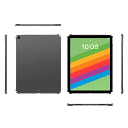 iPad Air 13 2024 Kılıf Uyumlu ​İNC Tablet Nitro Anti Shock Silikon Kapak-Şeffaf