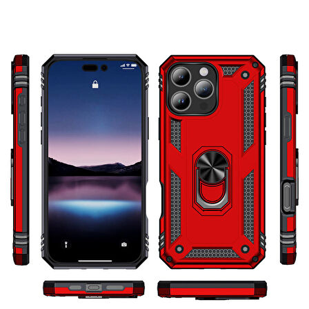 Apple iPhone 16 Pro Kılıf Zore Vega Kapak-Kırmızı