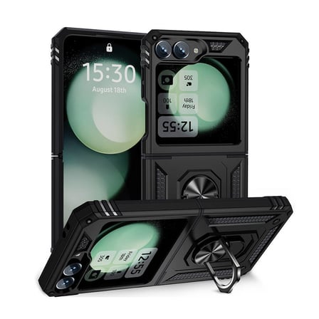Galaxy Z Flip 6 Kılıf Kamera Koruyucu Manyetik Standlı Tank Koruma Novatech