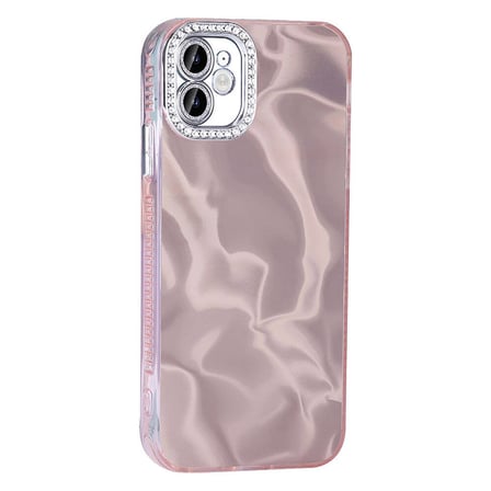 iPhone 12 Kılıf Airbagli Parlak Taş Detay Tasarımlı NRTK Esila Kapak - Beyaz