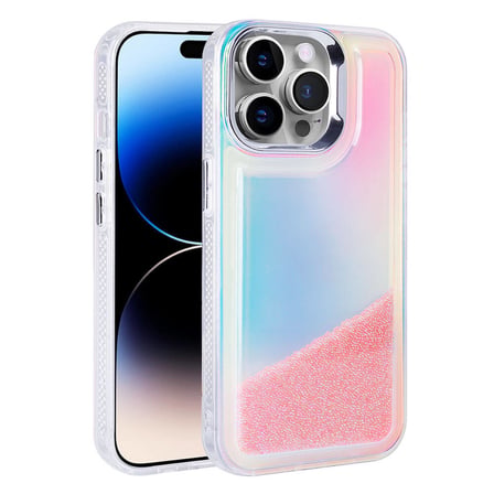 iPhone 14 Pro Max Kılıf Airbagli Renkli Arka Yüzey Boncuk Tasarımlı NRTK Kumul Kapak - Şeffaf