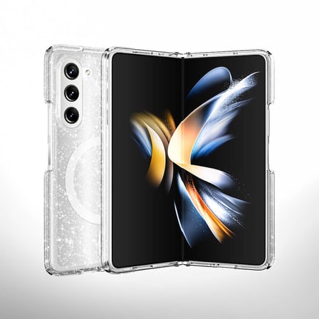 Galaxy Z Fold 6 Kılıf Magsafe Şarj Özellikli Parlayan Simli Saydam Renkli Zore Allstar Kapak-Pembe