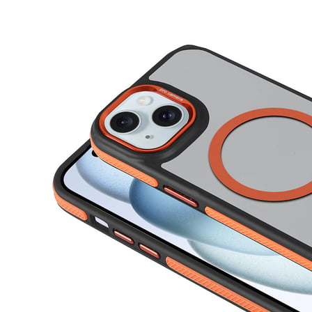 iPhone 15 Kılıf Magsafe Şarj Özellikli Mat Görünümlü Zore Solo Kapak-Turuncu