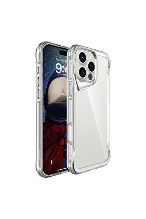 Apple iPhone 16 Pro Kılıf Eğimli Kamera Dizayn Sert Şeffaf Silikon