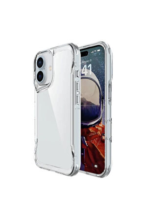 Apple iPhone 16 Plus Kılıf Eğimli Kamera Dizayn Sert Şeffaf Silikon