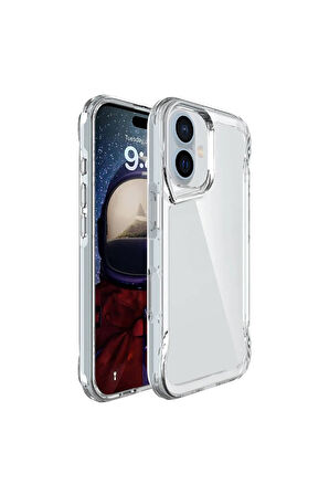 Apple iPhone 16 Plus Kılıf Eğimli Kamera Dizayn Sert Şeffaf Silikon