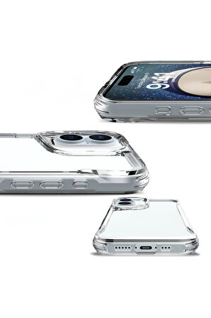 Apple iPhone 16 Plus Kılıf Eğimli Kamera Dizayn Sert Şeffaf Silikon