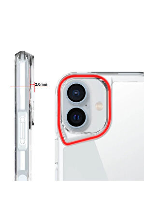 Apple iPhone 16 Plus Kılıf Eğimli Kamera Dizayn Sert Şeffaf Silikon