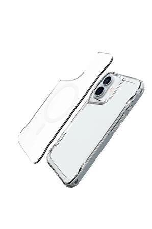 Apple iPhone 16 Plus Kılıf Eğimli Kamera Dizayn Magsafe Şarj Uyumlu Sert Şeffaf Silikon