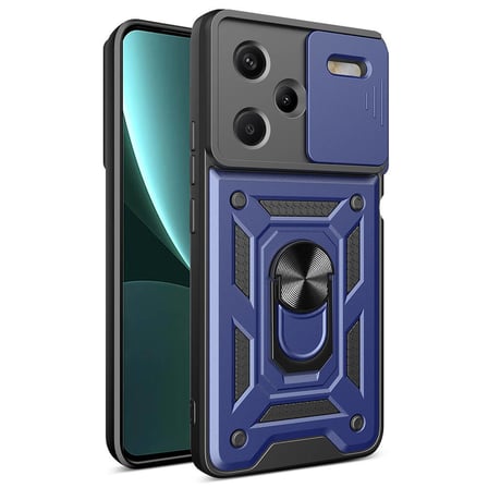 Xiaomi Redmi Note 13 Pro Plus 5G Kılıf Sürgülü Kamera Koruyucu Manyetik Standlı Tank Koruma Novatech