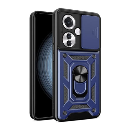 Reno 11F 5G Kılıf Magnetik Standlı Kamera Korumalı NRTK Sürgülü Vega Kapak - Mavi