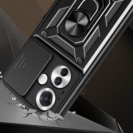 Reno 11F 5G Kılıf Magnetik Standlı Kamera Korumalı NRTK Sürgülü Vega Kapak - Mavi