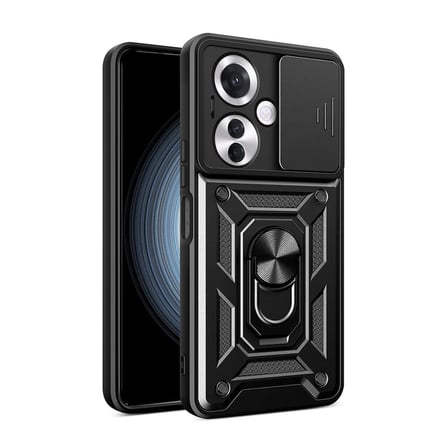 Oppo Reno 11F 5G Kılıf Sürgülü Kamera Koruyucu Manyetik Standlı Tank Koruma Novatech