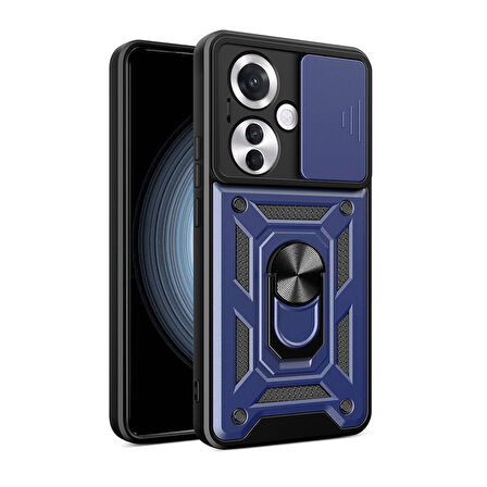 Oppo Reno 11F 5G Kılıf Magnetik Standlı Kamera Korumalı Zore Sürgülü Vega Kapak