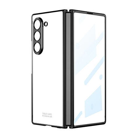 Galaxy Z Fold 6 Kılıf Zore Full Camlı Kıpta Kapak-Siyah