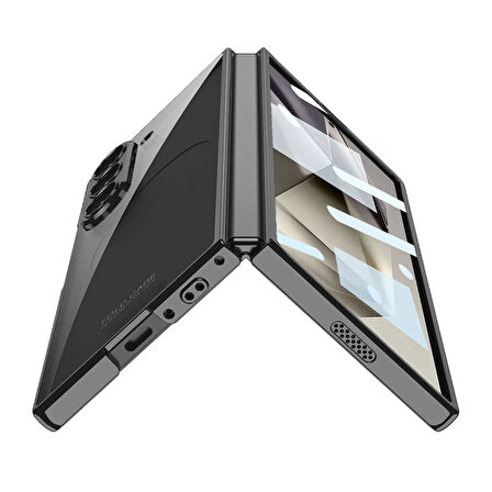 Galaxy Z Fold 6 Kılıf Zore Full Camlı Kıpta Kapak-Gümüş