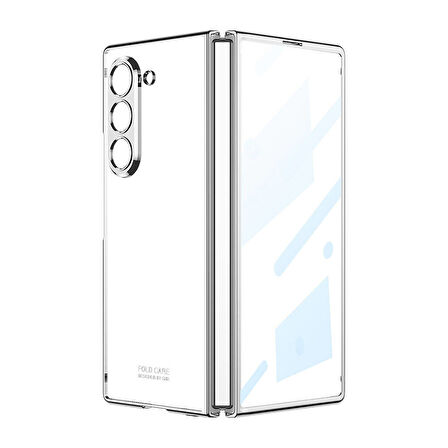 Galaxy Z Fold 6 Kılıf Zore Full Camlı Kıpta Kapak-Gümüş