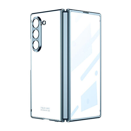 Galaxy Z Fold 6 Kılıf Zore Full Camlı Kıpta Kapak-Mavi