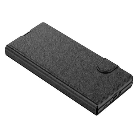 Galaxy Z Fold 6 Kılıf Suni Deri Tasarımlı Magnetik Tokalı ve Kartlıklı NRTK Kıpta Zegna Kapak-Siyah