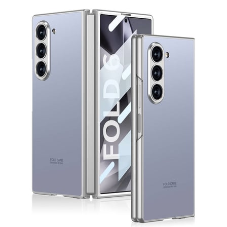Galaxy Z Fold 6 Kılıf Titanyum Metal Tasarımlı Zore Kıpta Caz Kapak-Mavi