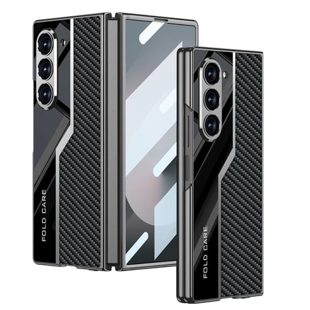 Galaxy Z Fold 6 Kılıf Ultra İnce Kamera Korumalı PC + Karbon Fiber Tasarımlı Arka Yüzey NRTK Kıpta P