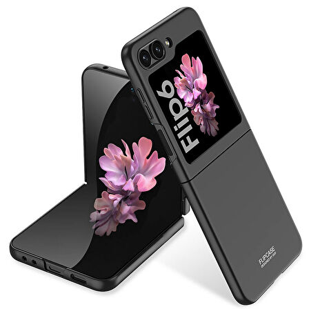 Galaxy Z Flip 6 Kılıf Zore Sert Kıpta Kapak-Siyah