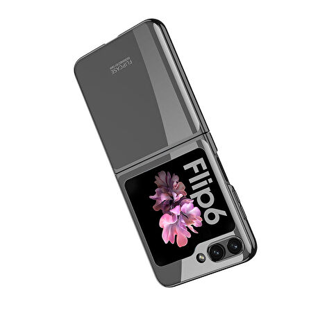 Galaxy Z Flip 6 Kılıf Zore Full Camlı Kıpta Kapak-Siyah