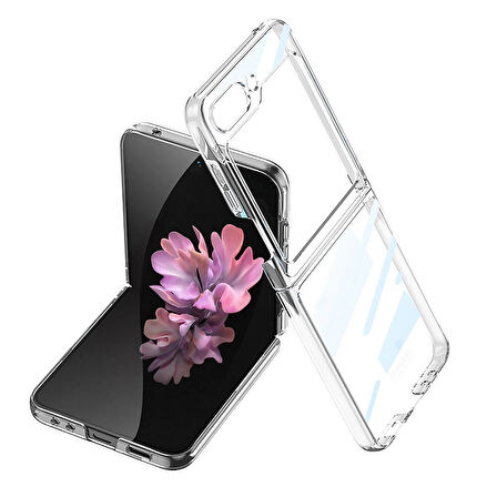Galaxy Z Flip 6 Kılıf Zore Full Camlı Kıpta Kapak-Şeffaf