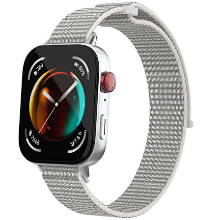 Huawei Watch Fit 3 Zore KRD-03 Hasır Kordon-Beyaz