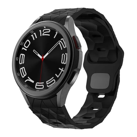 Galaxy Watch 6 44mm Zore KRD-116 20mm Futbol Desenli Spor Tasarımlı Silikon Kordon-Siyah
