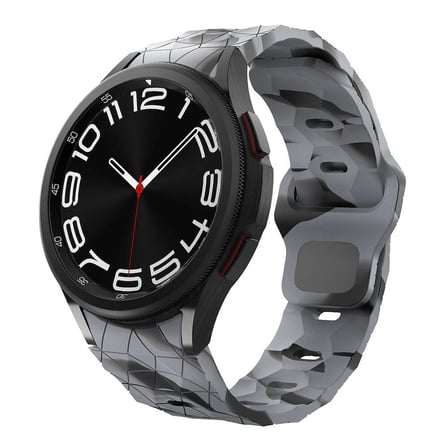 Galaxy Watch 6 44mm Zore KRD-116 20mm Futbol Desenli Spor Tasarımlı Silikon Kordon-Siyah-Gri