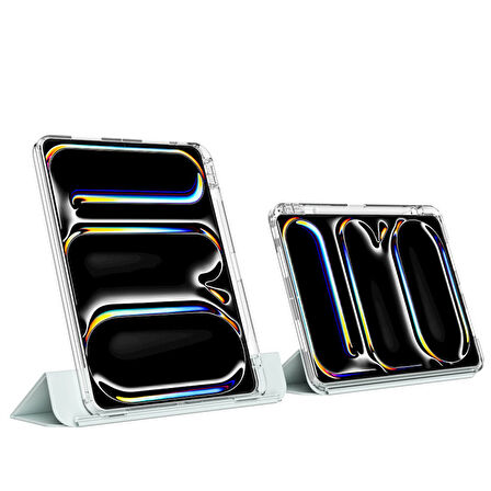 ​​​iPad Pro 11 2024 Kılıf Magnetik Ayrılabilen Airbagli ​MXSP Sliding Tablet Kılıfı - Gri