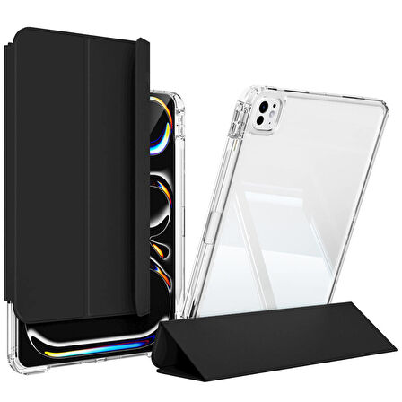 ​​​iPad Pro 11 2024 Kılıf Magnetik Ayrılabilen Airbagli ​ARTH Sliding Tablet Kılıfı - Lacivert